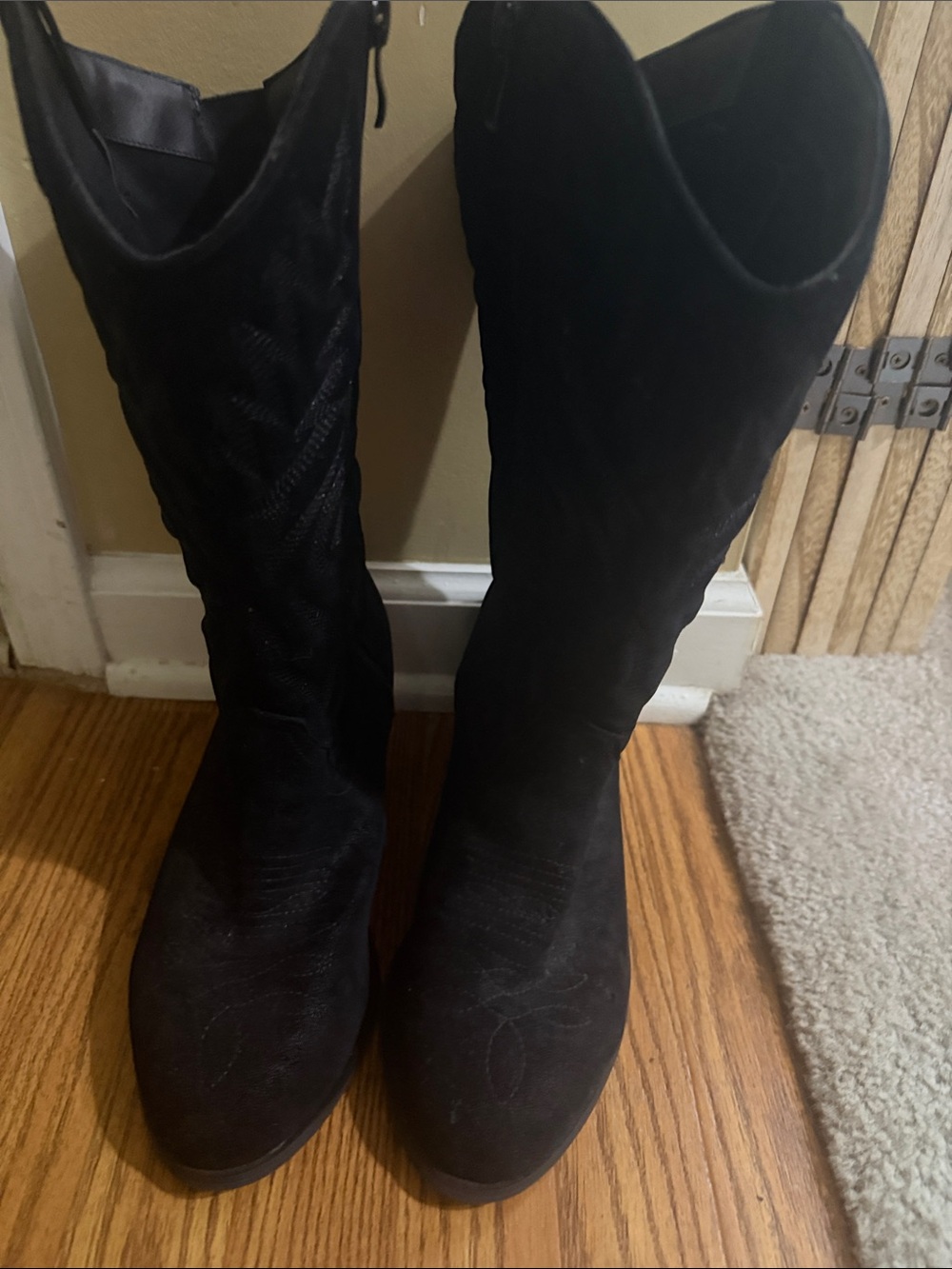 torrid Black Suede Knee-High Heeled Boots